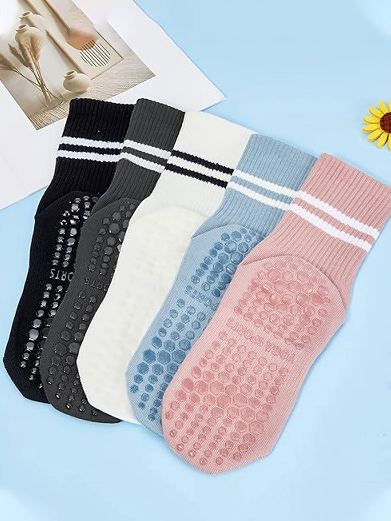3 Pairs of Yoga Socks, Non-Sli - Medias Para Pilates Y Yoga recension och pris